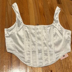 Missguided White Satin Corset Top